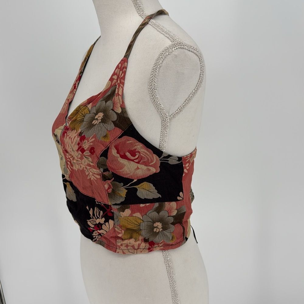 NWT Free People Rae Crop Halter Top in Black, Red, & Yellow Print XS - Picture 3 of 9